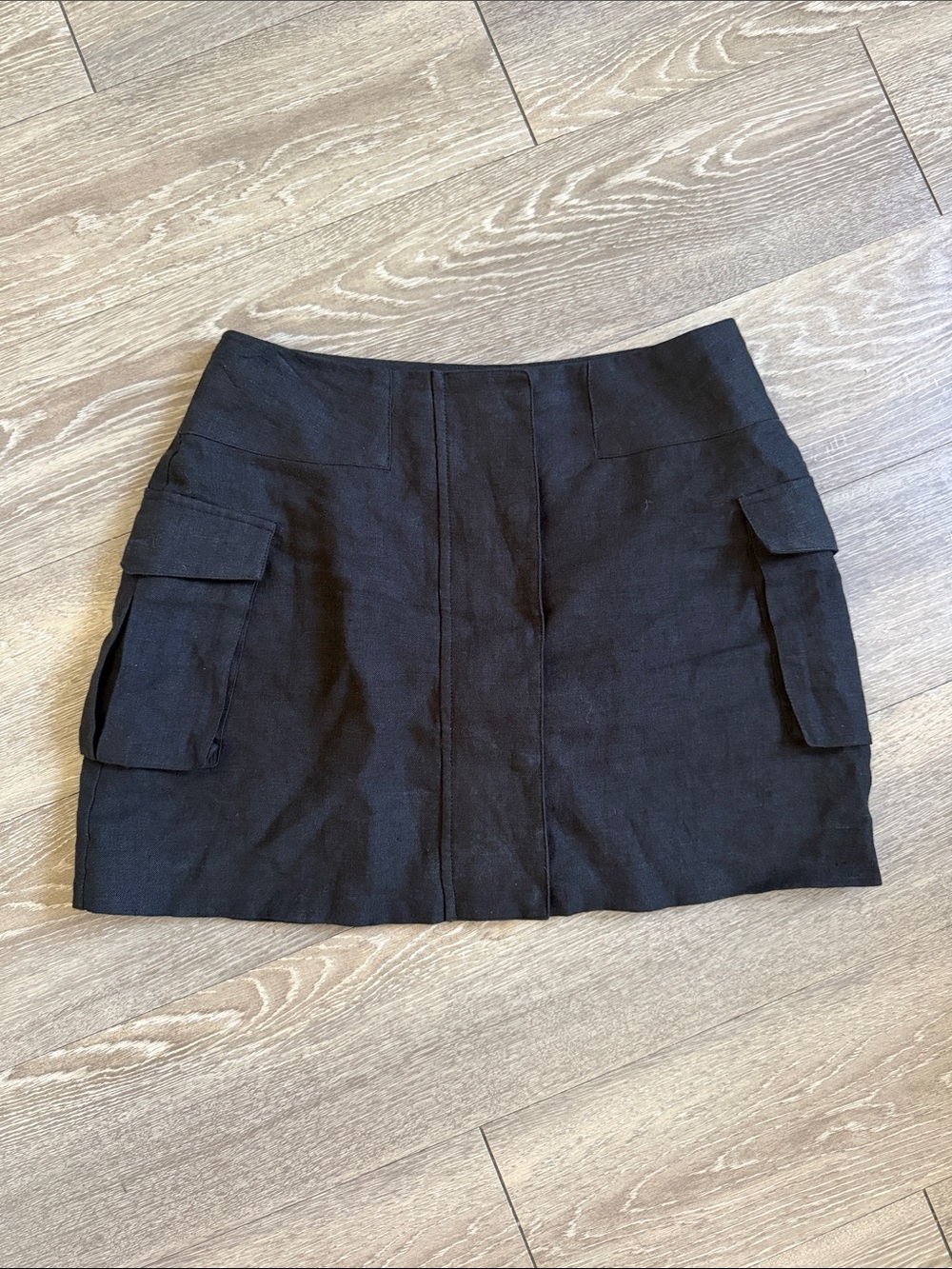 Black Cargo Pocket Mini Skirt - Women